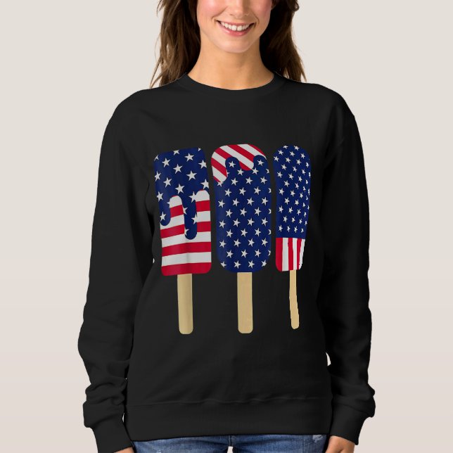 4:e juli Popsicle Patriotic American Flagga Memor T Shirt (Framsida)
