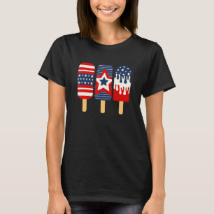 4:e juli Popsicle Rött vitt blått American Flagga T Shirt