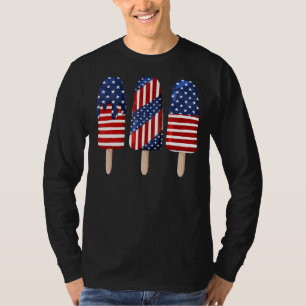 4:e juli Popsicle Rött vitt blått American Flagga T Shirt