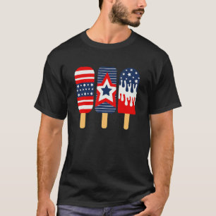 4:e juli Popsicle Rött vitt blått American Flagga T Shirt