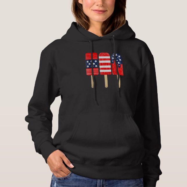 4:e juli Popsicle Rött vitt blått American Flagga T Shirt (Framsida)