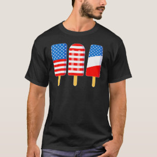 4:e juli Popsicle Rött vitt blått American Flagga T Shirt