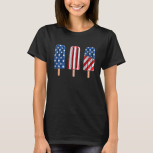 4:e juli Popsicle Rött vitt blått American Flagga T Shirt