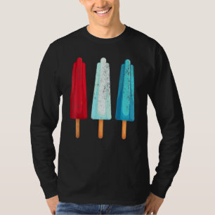 4:e juli Popsicle Rött vitt blått American US I T Shirt