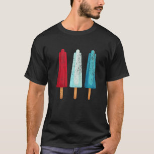 4:e juli Popsicle Rött vitt blått American US I T Shirt