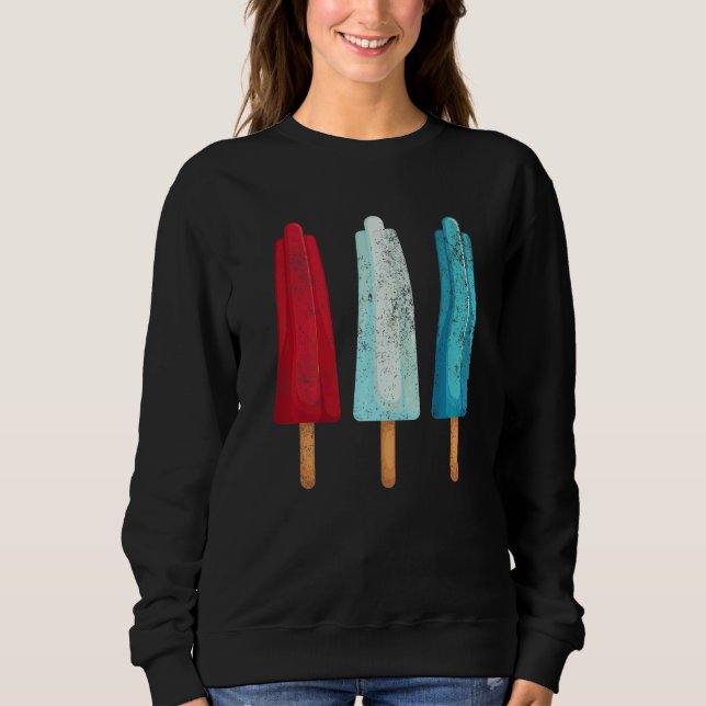 4:e juli Popsicle Rött vitt blått American US I T Shirt (Framsida)