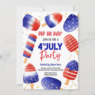 4:e juli Popsicles Bassäng Party Kid Inbjudningar