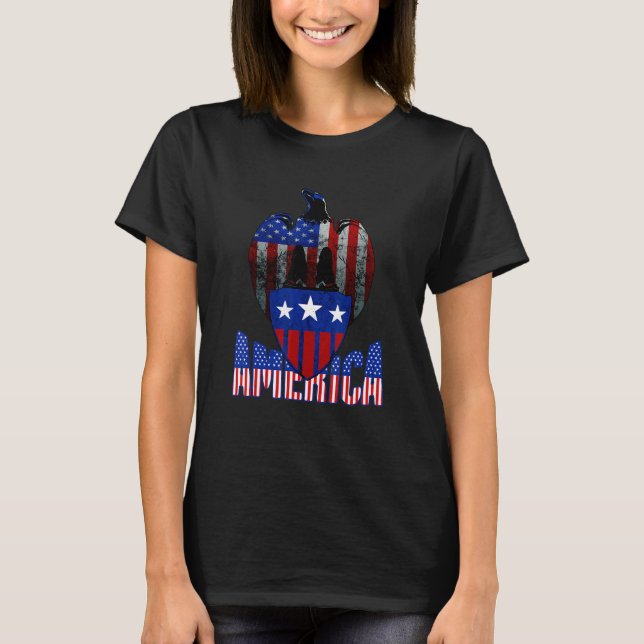 4:e juli Pridet Eagle America Patriotic American T Shirt (Framsida)