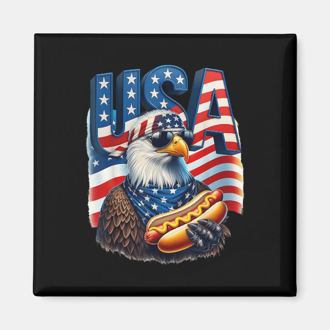 4:e juli Pridet Patriotic Örn USA Magnet (Framsidan)