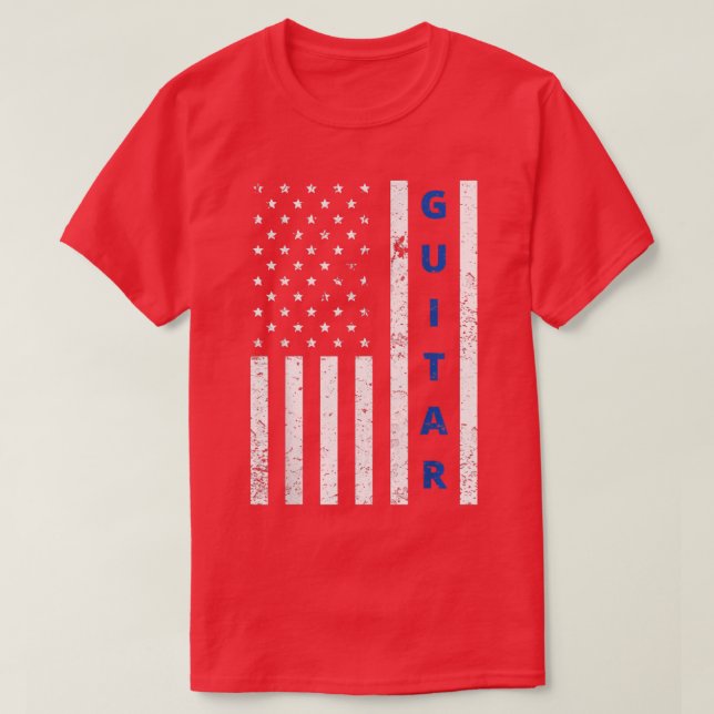 4:e juli: Proud American Flagga Music Gui T Shirt (Design framsida)