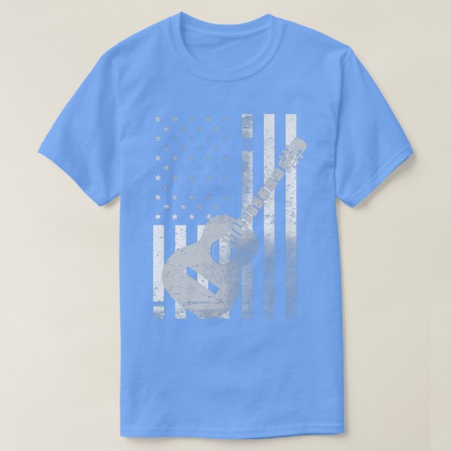 4:e juli: Proud American Flagga Music Gui T Shirt (Design framsida)