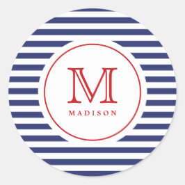 4:e juli: Rand Monogram Party-stift Runt Klistermärke