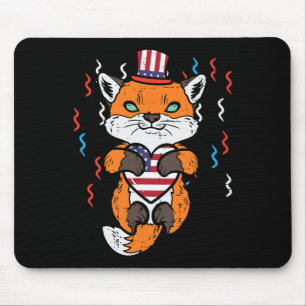 4:e juli Räv Amerikansk Flagga Hjärta Patriotiska  Musmatta