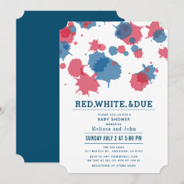 4:e juli Red & Blue Splatters Baby Shower Inbjudningar