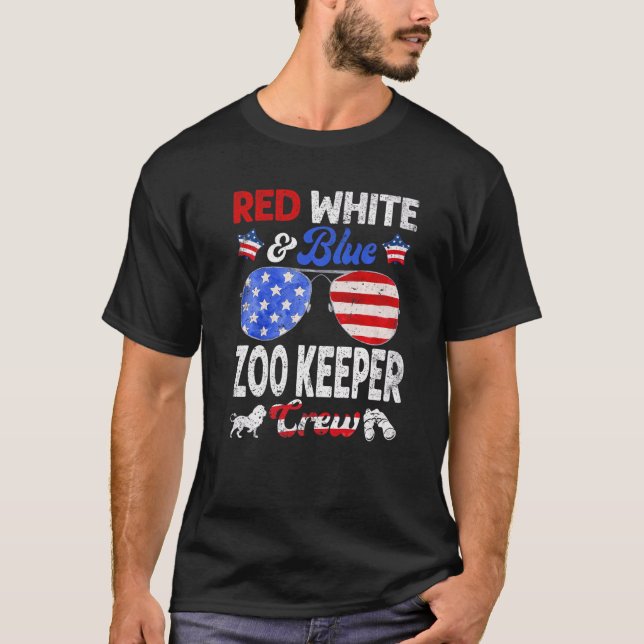 4:e juli: Red White & Blue Zoo Keeper Crew Ameri T Shirt (Framsida)