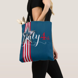 4:e juli Red & White Rand & Star Tygkasse