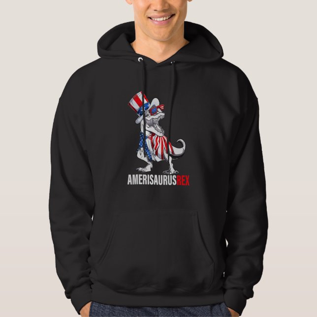 4:e juli: Rex Dinosaur Amerisaurus Rex Boys Kids Hoodie (Framsida)