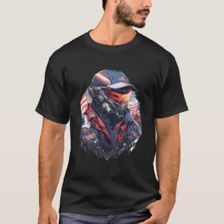 4:e juli-robot USA-flagga Amerikansk patriotisk ro T Shirt
