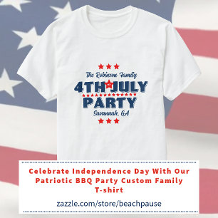 4:e Juli Röd Vit Blå Familjeåterträffsfest T Shirt