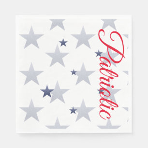 4:e juli, röd, vit, blå stjärnor patriotisk pappersservett