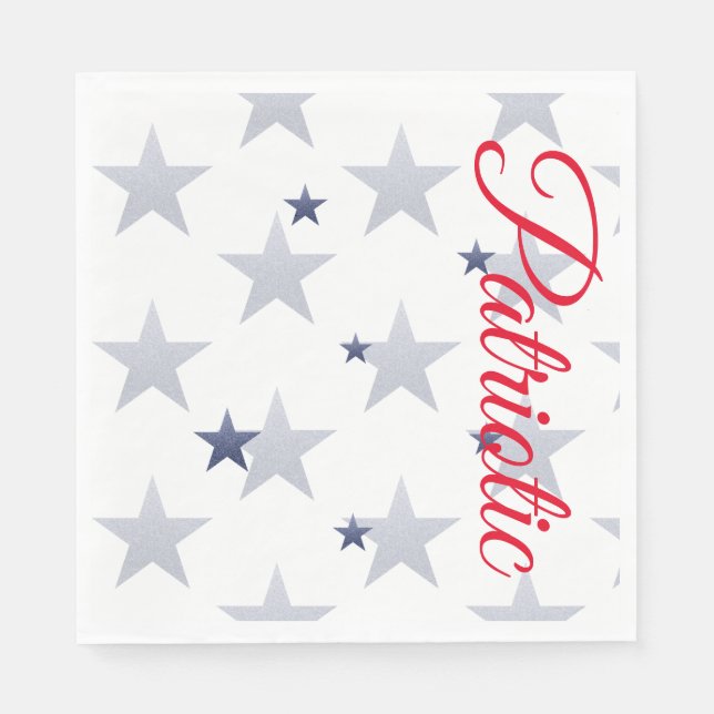 4:e juli, röd, vit, blå stjärnor patriotisk pappersservett (Framsidan)