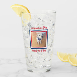 4:e juli Röd, Vit, Blåfärgad, Vit valp Hund Glaskopp