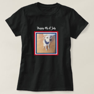 4:e juli Röd, Vit, Blåfärgad, Vit valp Hund T Shirt