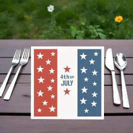 4:e juli Röd, Vit och blå med stjärnor Pappersservett