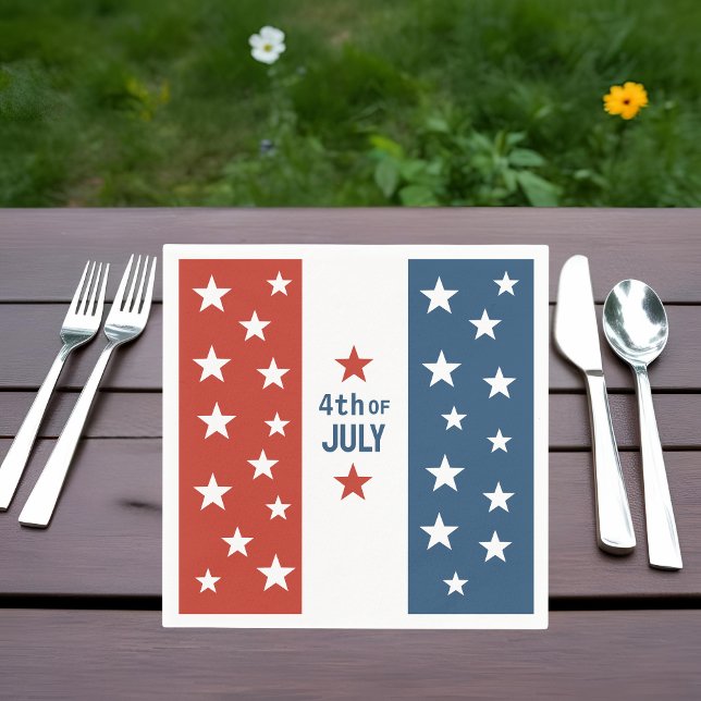 4:e juli Röd, Vit och blå med stjärnor Pappersservett (Skapare uppladdad)