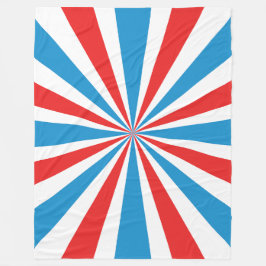 4:e juli Röd, Vit och Blått Sunburst Fleecefilt