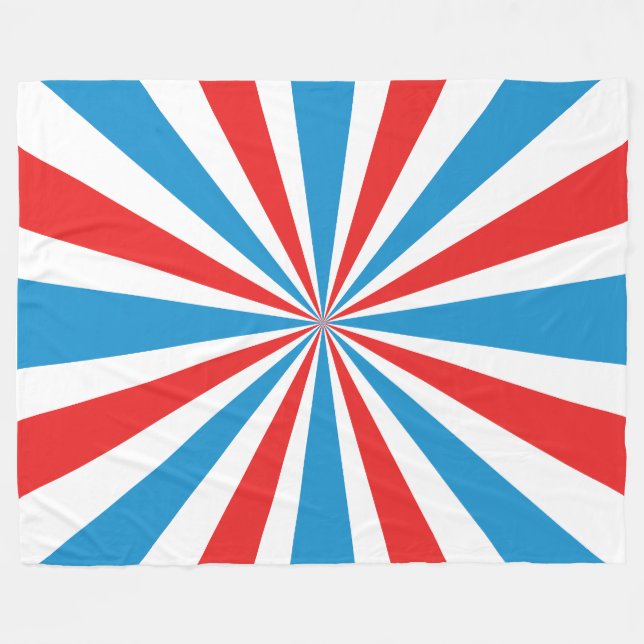 4:e juli Röd, Vit och Blått Sunburst Fleecefilt (Framsidan (Horisontell))