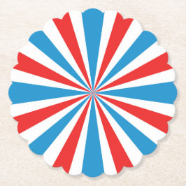 4:e juli Röd, Vit och Blått Sunburst Underlägg Papper