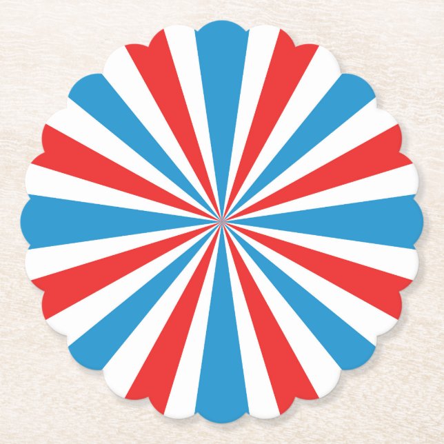 4:e juli Röd, Vit och Blått Sunburst Underlägg Papper (Framsida)