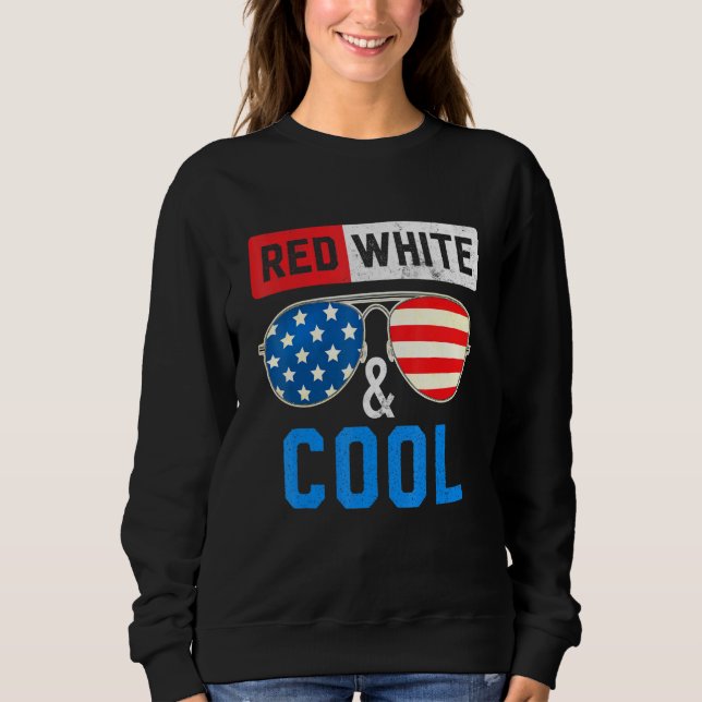 4:e juli Röd vit och Coola Sunglass Kids Boy T Shirt (Framsida)