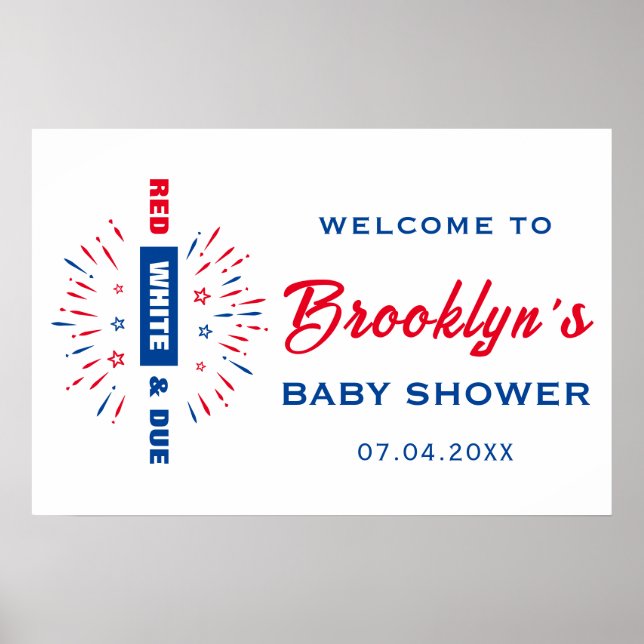 4:e juli Röd vit och tillbörlig babyåda Välkomna Poster (Framsidan)
