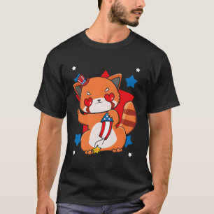 4:e juli Röda Panda Patriotic Fireworks USA T Shirt