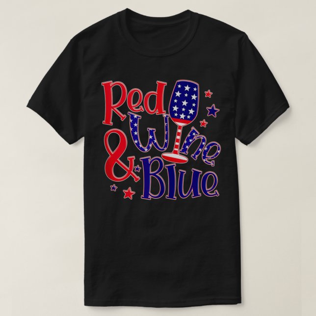 4:e juli Röda Vin och Blå, Amerika F T Shirt (Design framsida)