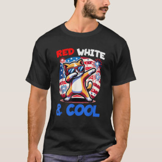 4:e juli Röda vita Coolan Dabbing Kattunge Funny T Shirt