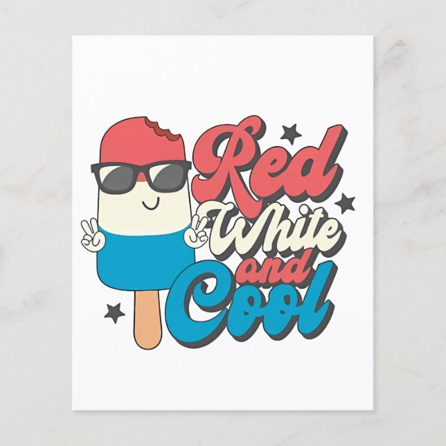 4:e juli Röda vita och Coola populationer Flygblad (Framsidan)