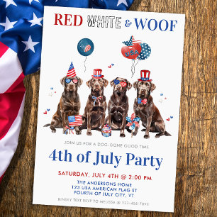 4:e juli Röda vita & Woof Patriotic Hundar Party Inbjudningar