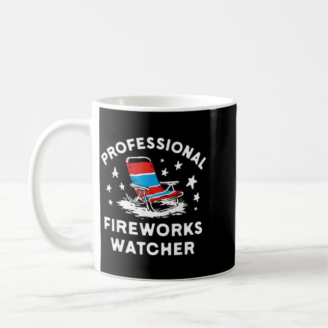 4:e Juli Rolig Professionell fyrverkeri Tittare Kaffemugg (Vänster)