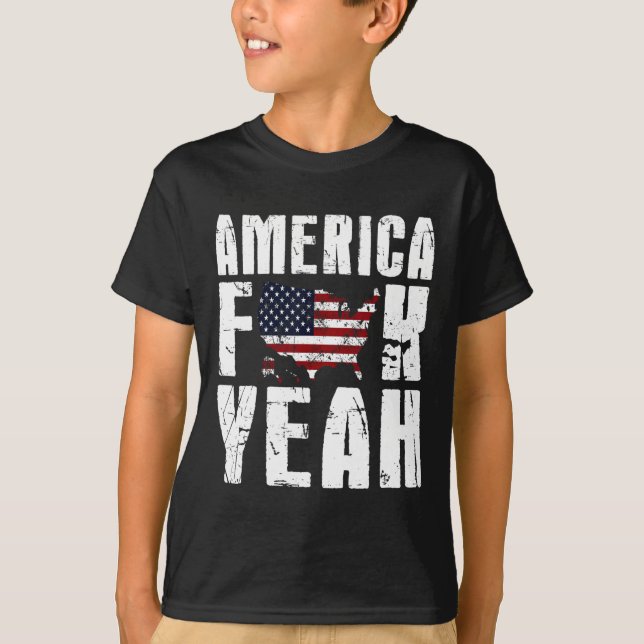 4:e juli roligt - Amerika Yeah  T Shirt (Framsida)