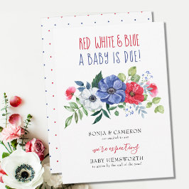 4:e juli Rött vitt blått Baby Blommigt Gravid Meddelande