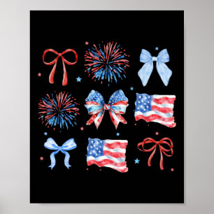 4:e juli Rött vitt blått coquette Bow Fireworks Poster