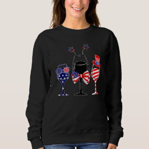 4:e juli Rött vitt blått glaset Vin, amerikanska T Shirt