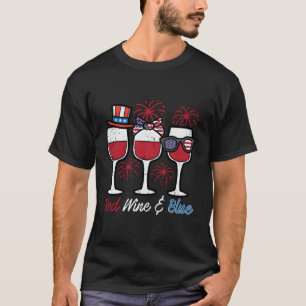 4:e juli Rött vitt blått glasögon amerikanska Flag T Shirt