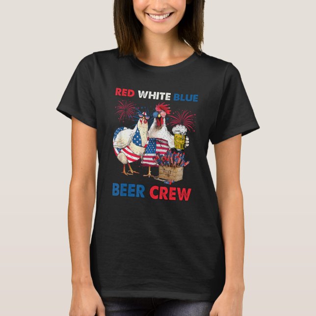 4:e juli Rött vitt blått nötköttskycklingar USA F T Shirt (Framsida)