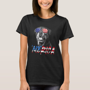 4:e juli Rottweiler Merica American Flagga Patrio T Shirt