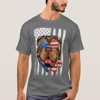 4:e juli Shar Pei American Flagga Patriotic Hund L T Shirt