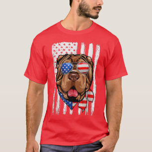 4:e juli Shar Pei American Flagga Patriotic Hund L T Shirt